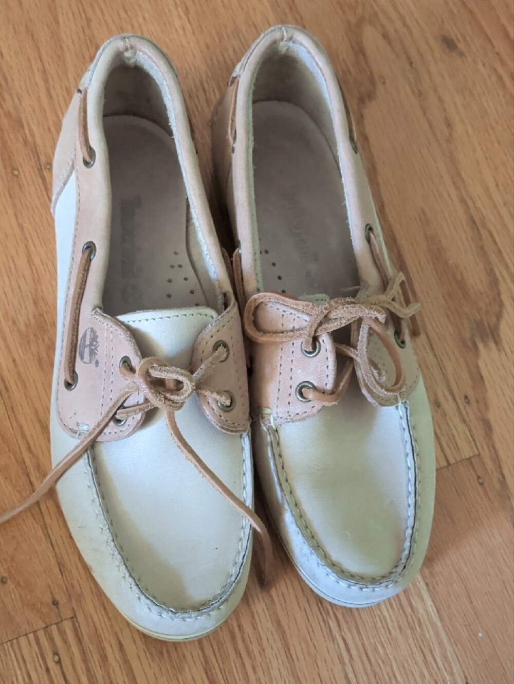 Timberland Leather Cream Tan Boat Shoes